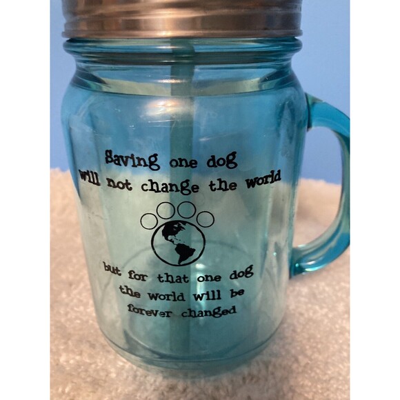 Dog Speak Mason Jar Styled Insulated 20 oz Mug - Saving One Dog... - Picture 6 of 9
